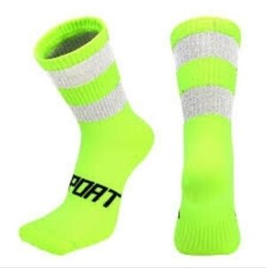 Sport Bright Green and Silver Athletic Socks